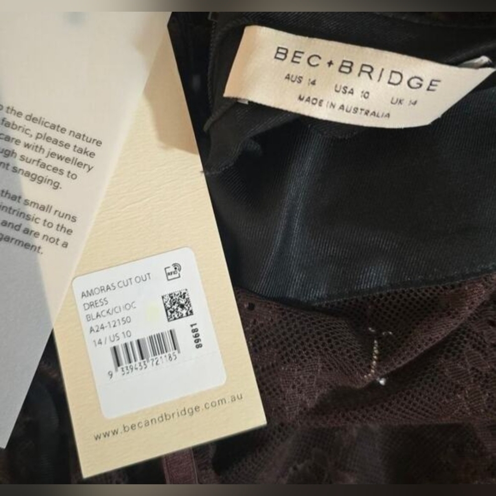 BEC + BRIDGE Amoras Cut-Out Maxi Dress Chocolate Black Size 10 NWT - Picture 7 of 8